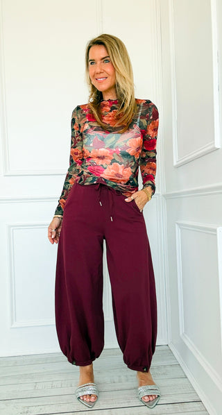 Cancelled Plans Italian Jogger Pant - Burgundy