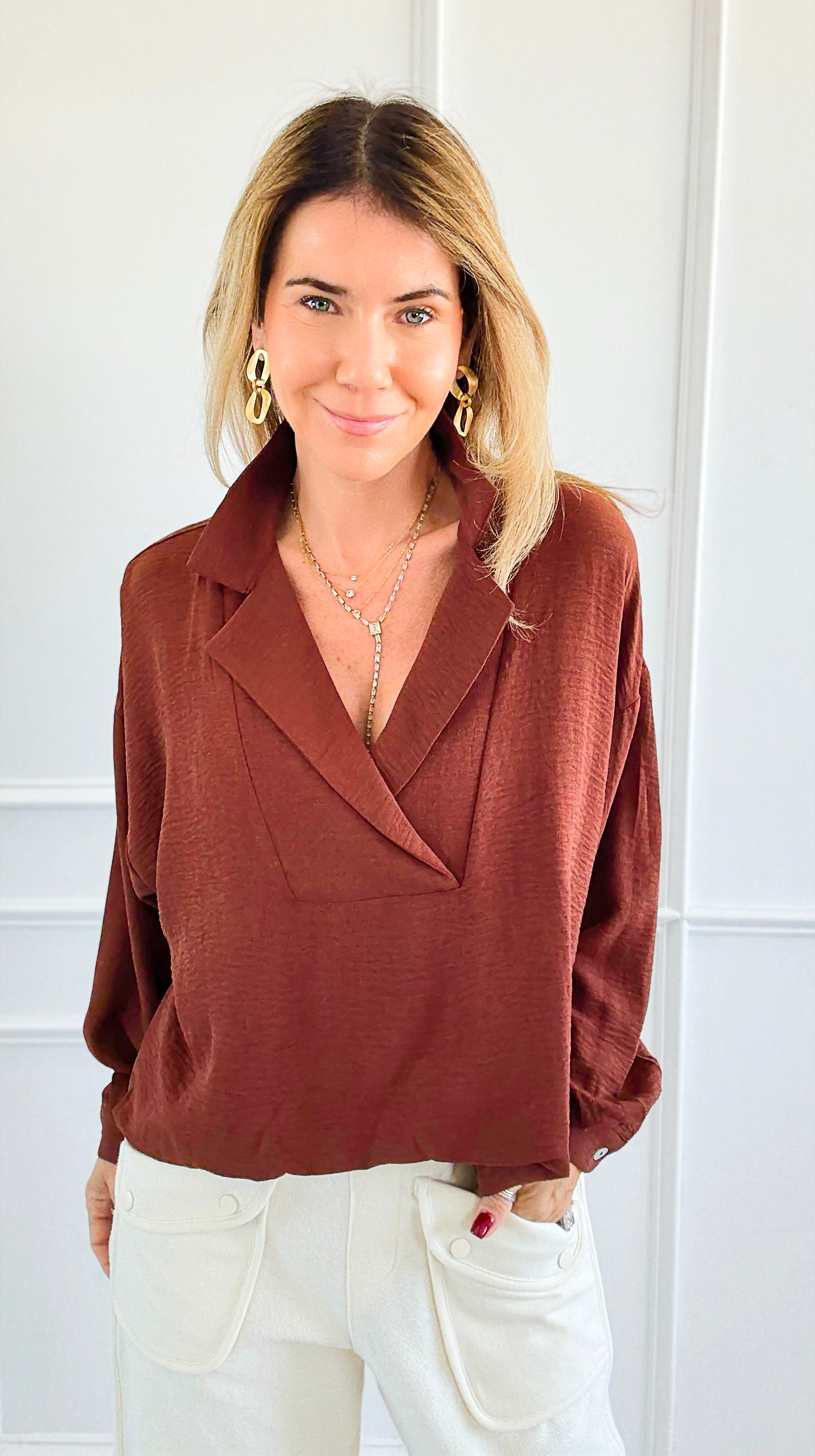 Textured Treasure Woven Top-110 Long Sleeve Tops-LIME 'N' CHILI-Coastal Bloom Boutique, find the trendiest versions of the popular styles and looks Located in Indialantic, FL