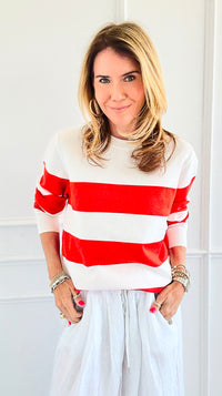 Chic Stripe Knit Sweater-130 Long Sleeve Set-Lovelo x GeeGee-Coastal Bloom Boutique, find the trendiest versions of the popular styles and looks Located in Indialantic, FL
