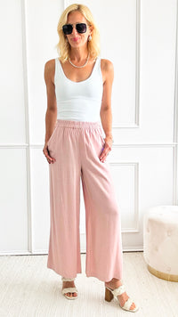 Linen Blend Wide Leg Pant - Mauve-170 Bottoms-HYFVE-Coastal Bloom Boutique, find the trendiest versions of the popular styles and looks Located in Indialantic, FL