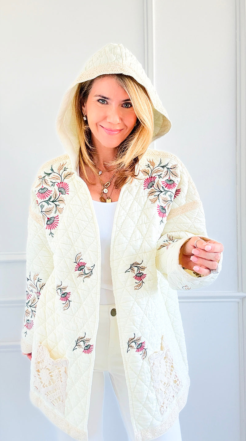 Floral Haven Quilted Coat-160 Jackets-POL-Coastal Bloom Boutique, find the trendiest versions of the popular styles and looks Located in Indialantic, FL