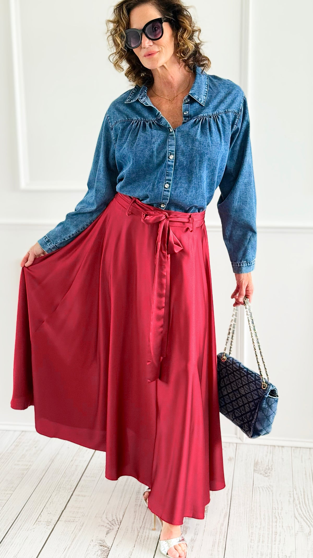 Azure Dream Italian Maxi Skirt- Wine-170 Bottoms-AZUL MONACO-Coastal Bloom Boutique, find the trendiest versions of the popular styles and looks Located in Indialantic, FL
