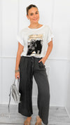 Island Stroll Linen Italian Pant- Charcoal-100 Pants-Italianissimo-Coastal Bloom Boutique, find the trendiest versions of the popular styles and looks Located in Indialantic, FL