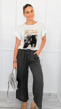 Island Stroll Linen Italian Pant- Charcoal-100 Pants-Italianissimo-Coastal Bloom Boutique, find the trendiest versions of the popular styles and looks Located in Indialantic, FL