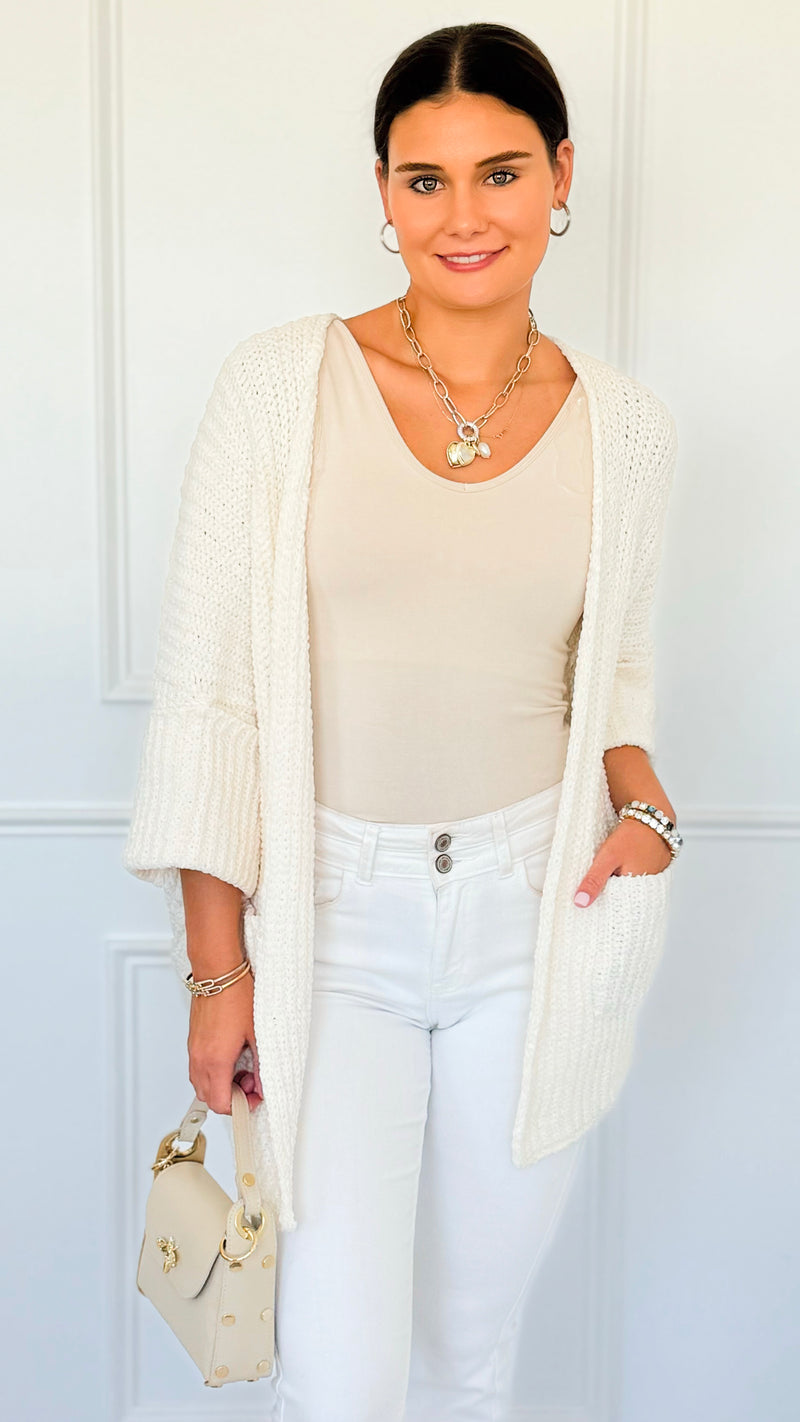 Cuff & Comfort Chenille Cardigan-Cream-150 Cardigans/Layers-POL-Coastal Bloom Boutique, find the trendiest versions of the popular styles and looks Located in Indialantic, FL