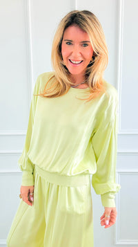 Comfort Silk Touch Italian Long Sleeve Top- Light Green