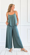 Effortlessly Chic Wide-Leg Pant and Tank Set- Jade-210 Loungewear/Sets-Zenana-Coastal Bloom Boutique, find the trendiest versions of the popular styles and looks Located in Indialantic, FL