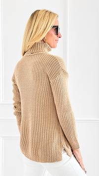 Timeless Ribbed Turtleneck Sweater - Camel-140 Sweaters-VENTI6 OUTLET-Coastal Bloom Boutique, find the trendiest versions of the popular styles and looks Located in Indialantic, FL