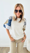 Prowling Puff Sleeves Knit Blouse-110 Short Sleeve Tops-THML-Coastal Bloom Boutique, find the trendiest versions of the popular styles and looks Located in Indialantic, FL