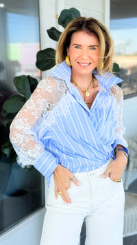 Lines & Lace Italian Button Top