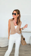 Twist Charm Sleeveless Italian knit - Khaki-Italianissimo-Coastal Bloom Boutique, find the trendiest versions of the popular styles and looks Located in Indialantic, FL