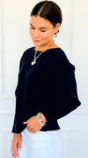 Ribbed Italian Pullover- Navy-140 Sweaters-Italianissimo-Coastal Bloom Boutique, find the trendiest versions of the popular styles and looks Located in Indialantic, FL