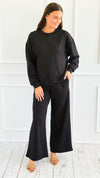 Weekend Lounge Scuba Pant Set - Black-210 Loungewear/Sets-Zenana-Coastal Bloom Boutique, find the trendiest versions of the popular styles and looks Located in Indialantic, FL
