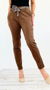 Leopard Charm Italian Pants- Brown-180 Joggers-Italianissimo-Coastal Bloom Boutique, find the trendiest versions of the popular styles and looks Located in Indialantic, FL