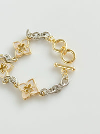 Floral Charm Two Tone Bracelet-230 Jewelry-NYW-Coastal Bloom Boutique, find the trendiest versions of the popular styles and looks Located in Indialantic, FL