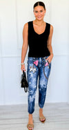 Denim Charmer Printed Jeans-Horses & Puzzles-100 Pants-DIPINTO DI BLU-Coastal Bloom Boutique, find the trendiest versions of the popular styles and looks Located in Indialantic, FL