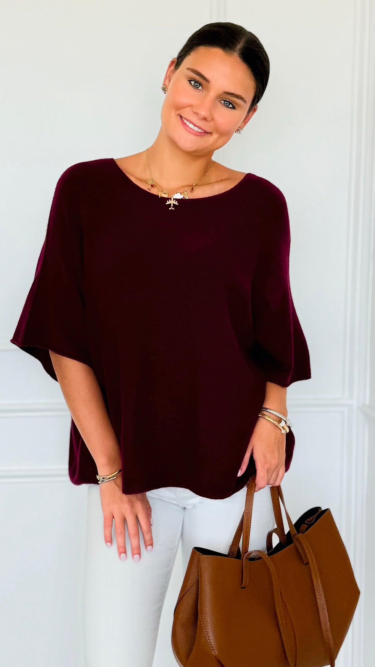 Winter in Amalfi Italian Top - Wine-140 Sweaters-Italianissimo-Coastal Bloom Boutique, find the trendiest versions of the popular styles and looks Located in Indialantic, FL
