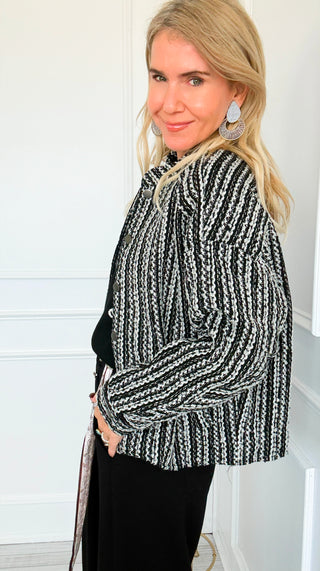 Bouclé Button Jacket - Black