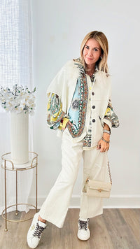 Royal Hunt Fur Collar Jacket - Ivory-150 Cardigan Layers-Dolce Cabo-Coastal Bloom Boutique, find the trendiest versions of the popular styles and looks Located in Indialantic, FL