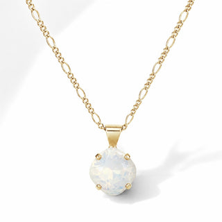 Solitaire Pendant Necklace - White Opal - Katora