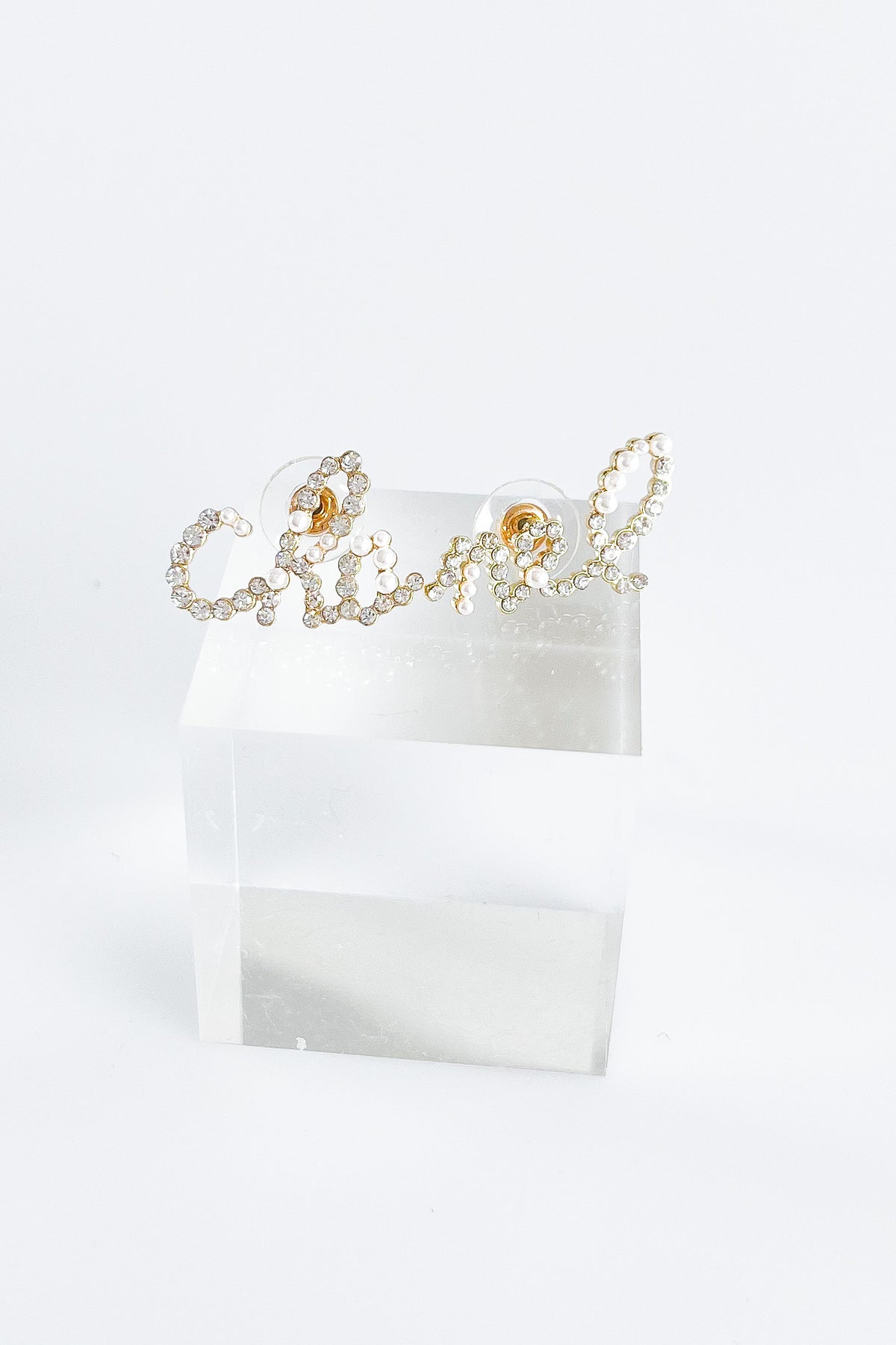 Pearl & CZ Letter Earrings-230 Jewelry-Darling-Coastal Bloom Boutique, find the trendiest versions of the popular styles and looks Located in Indialantic, FL