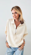 Butter Zip Up Pullover - Eggshell-130 Long Sleeve Tops-Before You-Coastal Bloom Boutique, find the trendiest versions of the popular styles and looks Located in Indialantic, FL