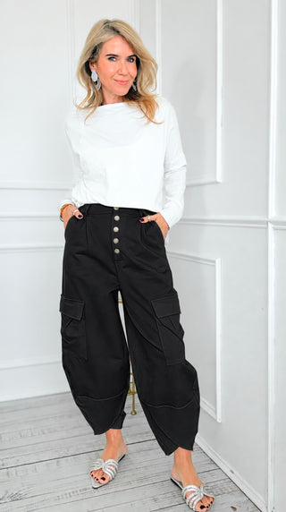 Cargo Crush Italian Barrel Pant- Black