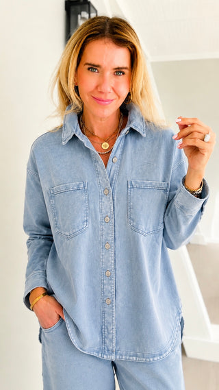 Washed Denim Shacket