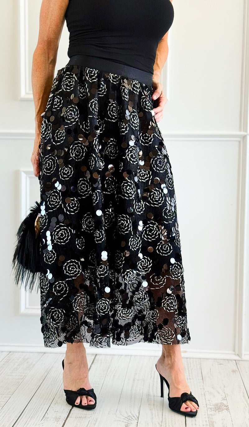 Moonlit Rose Italian Skirt-170 bottoms-MAY MODA-Coastal Bloom Boutique, find the trendiest versions of the popular styles and looks Located in Indialantic, FL