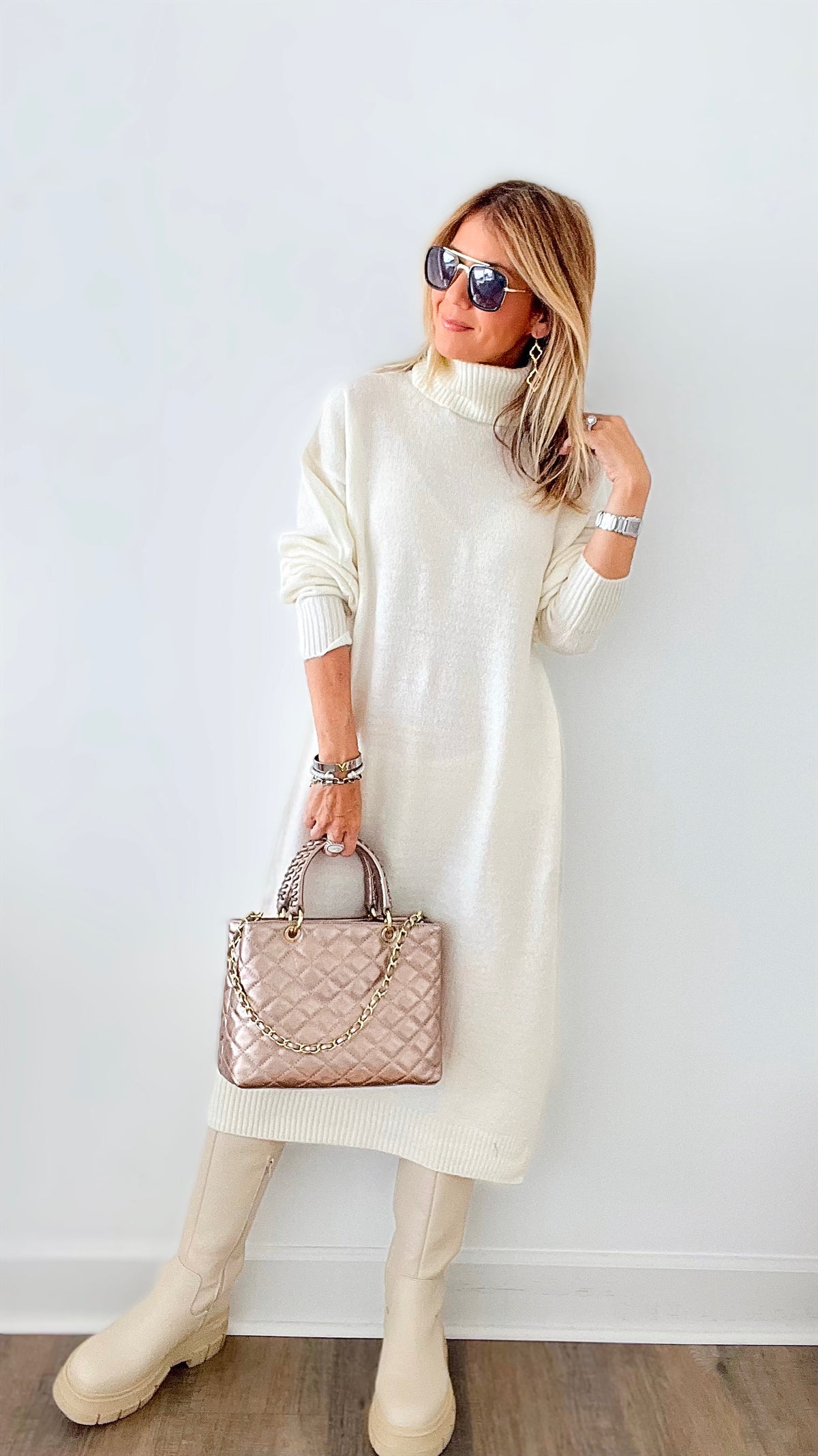 Too Cute Turtleneck Sweater Midi Dress-200 dresses/jumpsuits/rompers-HYFVE-Coastal Bloom Boutique, find the trendiest versions of the popular styles and looks Located in Indialantic, FL