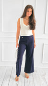 Golden Hour Pants - Navy-170 Bottoms-GLAM-Coastal Bloom Boutique, find the trendiest versions of the popular styles and looks Located in Indialantic, FL