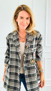 Bee Chic Italian Blazer- Gray-160 Jackets-TATTOO Z-Coastal Bloom Boutique, find the trendiest versions of the popular styles and looks Located in Indialantic, FL