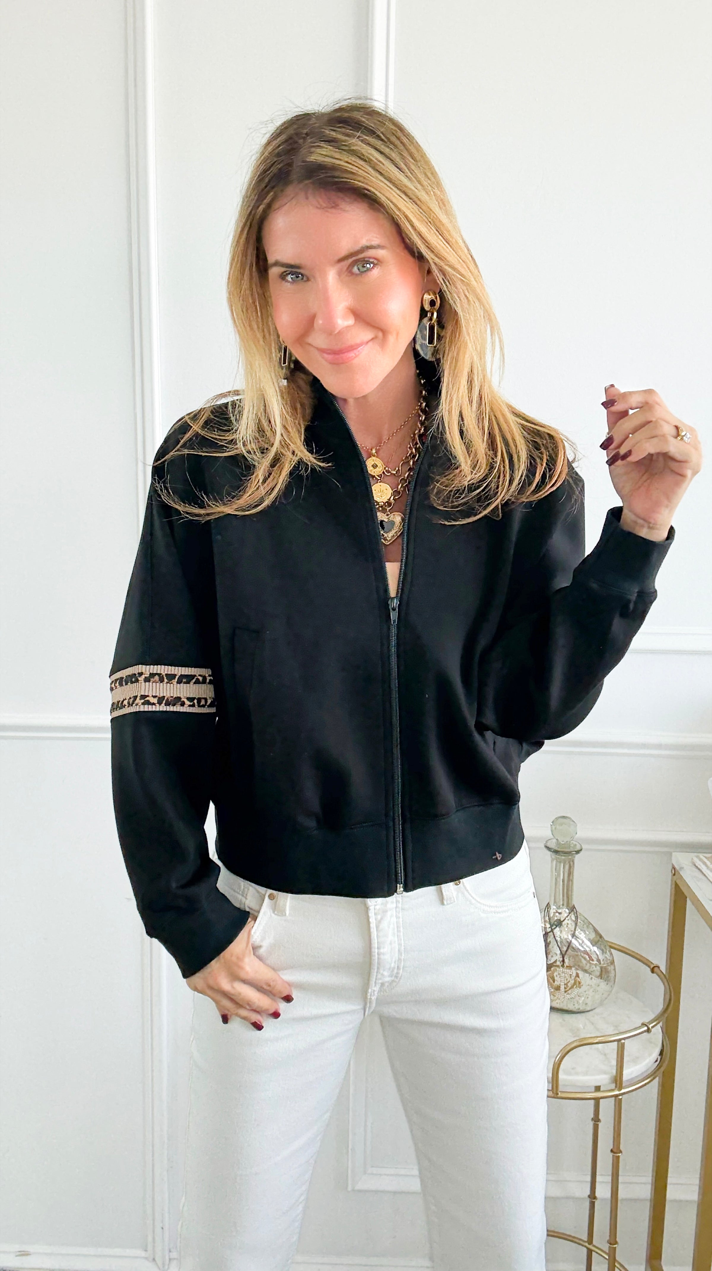 Zip-Front Cropped Lounge Jacket