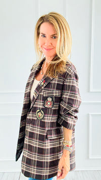 Bee Chic Italian Blazer- Brown-160 Jackets-TATTOO Z-Coastal Bloom Boutique, find the trendiest versions of the popular styles and looks Located in Indialantic, FL