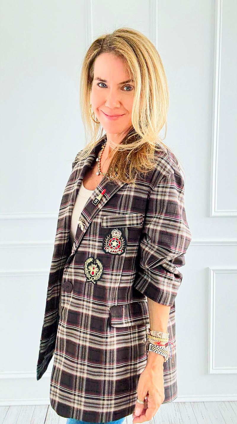 Bee Chic Italian Blazer- Brown-160 Jackets-TATTOO Z-Coastal Bloom Boutique, find the trendiest versions of the popular styles and looks Located in Indialantic, FL