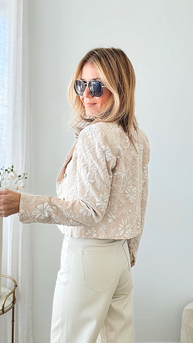 Floral Detailed Blazer-160 Jackets-Rousseau-Coastal Bloom Boutique, find the trendiest versions of the popular styles and looks Located in Indialantic, FL
