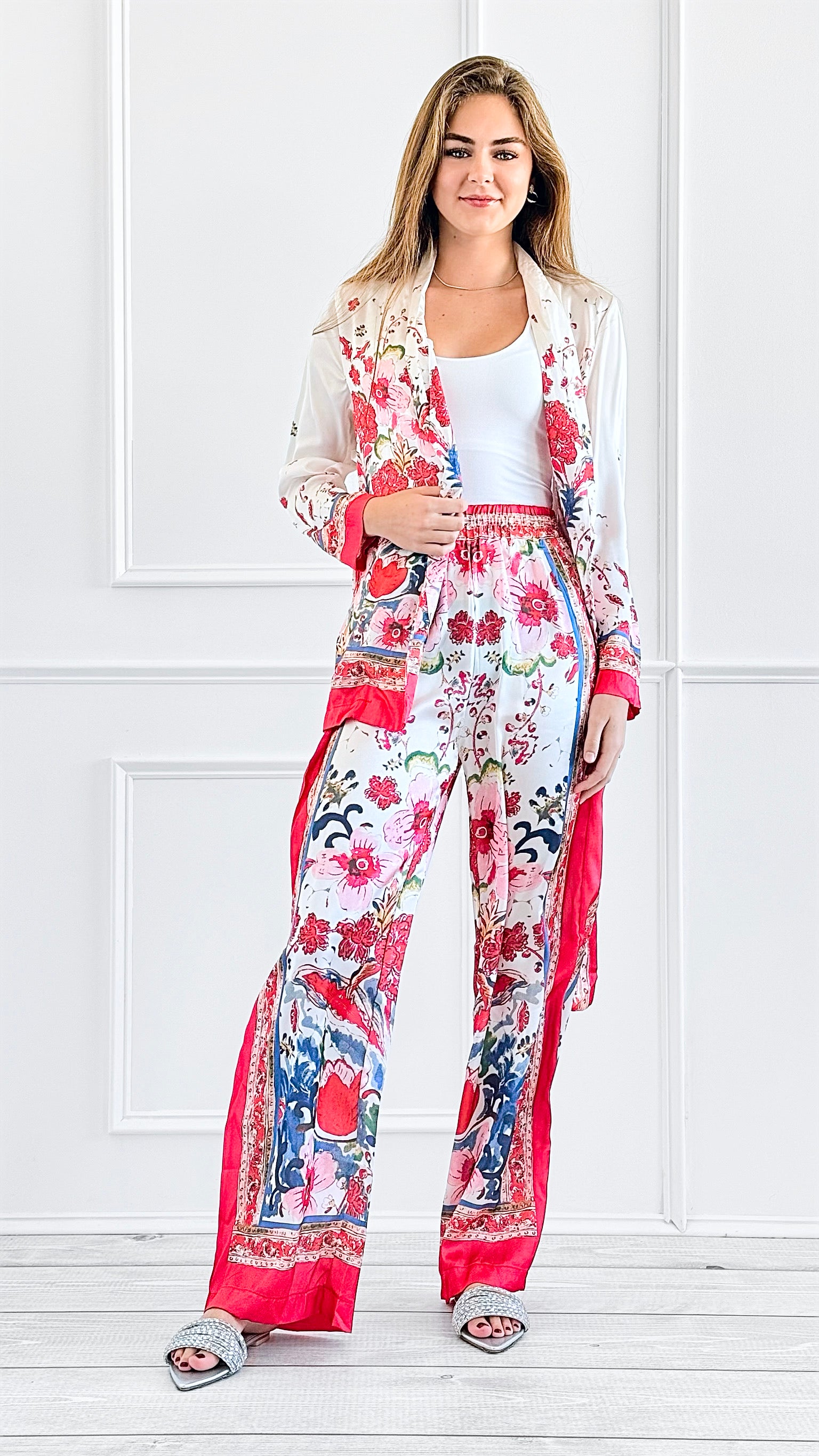 Mediterranean Bloom Lounge Set-210 Loungewear/Sets-Rousseau-Coastal Bloom Boutique, find the trendiest versions of the popular styles and looks Located in Indialantic, FL