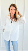 Everyday Ease Seersucker Italian Shirt-170 Bottoms-Italianissimo-Coastal Bloom Boutique, find the trendiest versions of the popular styles and looks Located in Indialantic, FL