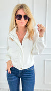 Modern Edge Snap Jacket - Off White-160 Jackets-IRIS-Coastal Bloom Boutique, find the trendiest versions of the popular styles and looks Located in Indialantic, FL