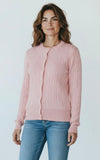 Cable Knit Crew Neck Cardigan- Dusty Pink￼-140 Sweaters-CIELO-Coastal Bloom Boutique, find the trendiest versions of the popular styles and looks Located in Indialantic, FL