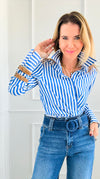 Nautical Charm Button-Up Top - Blue-130 Long Sleeve Tops-Tea & Cup-Coastal Bloom Boutique, find the trendiest versions of the popular styles and looks Located in Indialantic, FL