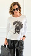 Puppy Eyes Italian Long Sleeve T-Shirt-110 Long Sleeve Tops-Mitica & Co-Coastal Bloom Boutique, find the trendiest versions of the popular styles and looks Located in Indialantic, FL