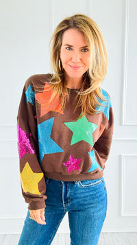 Starlight Pop Cropped Sweatshirt-110 Long Sleeve Tops-Blue Velvet-Coastal Bloom Boutique, find the trendiest versions of the popular styles and looks Located in Indialantic, FL