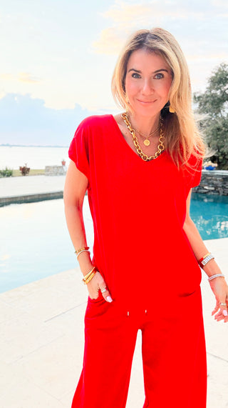 Alys Cotton Italian Top- Red