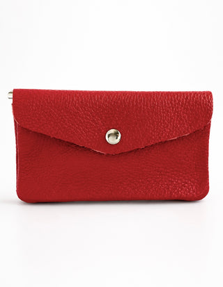 Foldover Italian Leather Wallet- Red