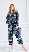 Rainforest Dreams Cotton Pajama Set - Navy-220 Intimates-bhavnas boutique-Coastal Bloom Boutique, find the trendiest versions of the popular styles and looks Located in Indialantic, FL