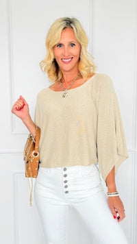 Italian Glitz Drape Poncho-Gold-110 short Sleeve Top-LY PARIS-Coastal Bloom Boutique, find the trendiest versions of the popular styles and looks Located in Indialantic, FL
