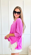 Hi-Low Hem Jacquard Sweater - Bright Mauve-140 Sweaters-Zenana-Coastal Bloom Boutique, find the trendiest versions of the popular styles and looks Located in Indialantic, FL
