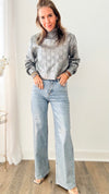 High-waist Silver Metallic Italian Blue Jeans-170 Bottoms-Germany-Coastal Bloom Boutique, find the trendiest versions of the popular styles and looks Located in Indialantic, FL