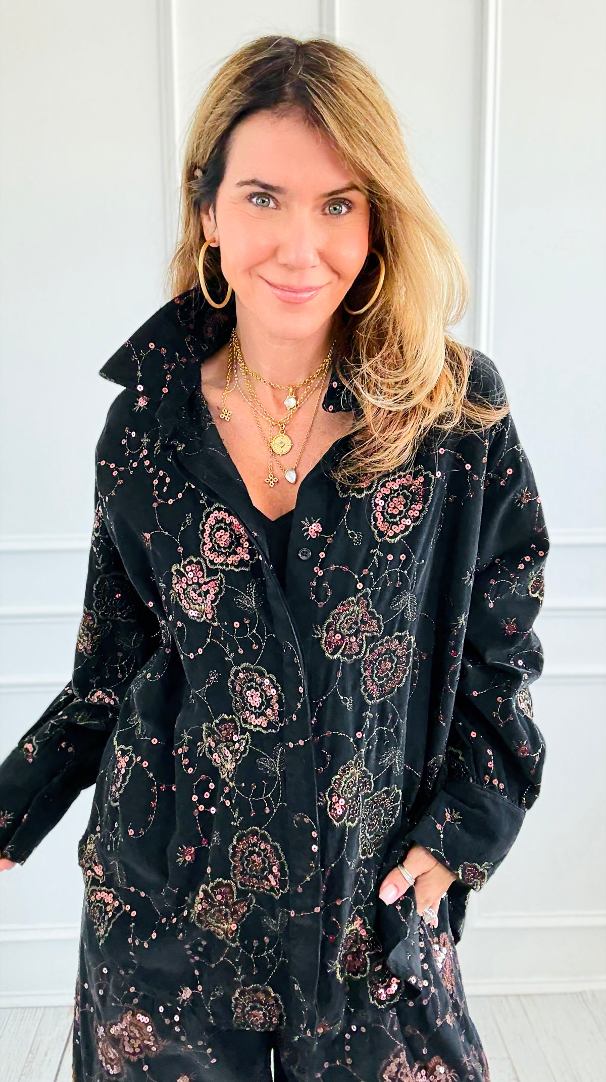 Ornate Charm Italian Corduroy Top-110 Long Sleeve Tops-TATTOO Z-Coastal Bloom Boutique, find the trendiest versions of the popular styles and looks Located in Indialantic, FL